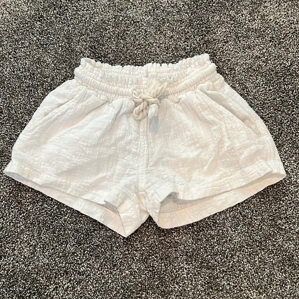 Linen/Cotton Elastic Waistband Shorts